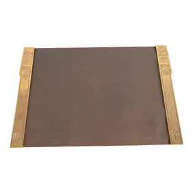 Tiffany Studios New York American Indian Bronze Doré Blotter Ends With Leather Desk Blotter