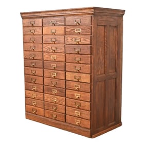 Antique Arts & Crafts 36-Drawer File Cabinet, Circa 1900