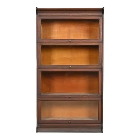 Antique Arts & Crafts Oak Four-Stack Barrister Bookcase by Gunn, Circa 1920s