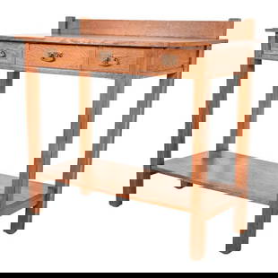 L. & J. G. Stickley Antique Mission Oak Arts & Crafts Buffet Server, Circa 1900: An exceptional antique Mission or Arts & Crafts sideboard buffet or server By L. & J.G. Stickley USA, Circa 1900 Beautiful solid quarter sawn oak, with original hammered copper hardware. Measures: 44"