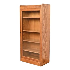 Antique Arts & Crafts Oak Bookcase Cabinet, Circa 1920s