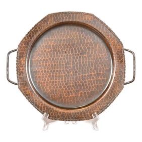Roycroft Arts & Crafts Hammered Copper Handled Tray