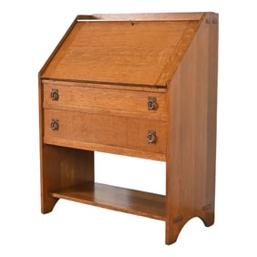Lifetime Furniture Antique Mission Oak Arts & Crafts Drop Front Secretary Desk, Circa 1900