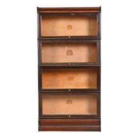 Antique Arts & Crafts Mahogany Four-Stack Barrister Bookcase by Macey, Circa 1920s