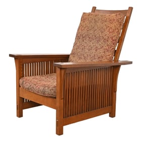 Stickley Mission Oak Arts & Crafts Spindle Reclining Morris Lounge Chair