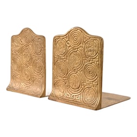 Tiffany Studios New York Bronze Doré Zodiac Bookends, Circa 1910