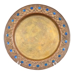 Louis Comfort Tiffany Furnaces Bronze Doré and Enamel Plate