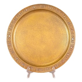 Tiffany Studios New York Bronze Doré Charger Plate or Tray With Abalone Inlay