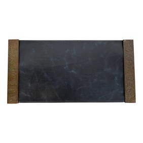Tiffany Studios New York Zodiac Bronze Blotter Ends With Leather Desk Blotter