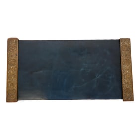 Tiffany Studios New York Zodiac Bronze Blotter Ends With Leather Desk Blotter