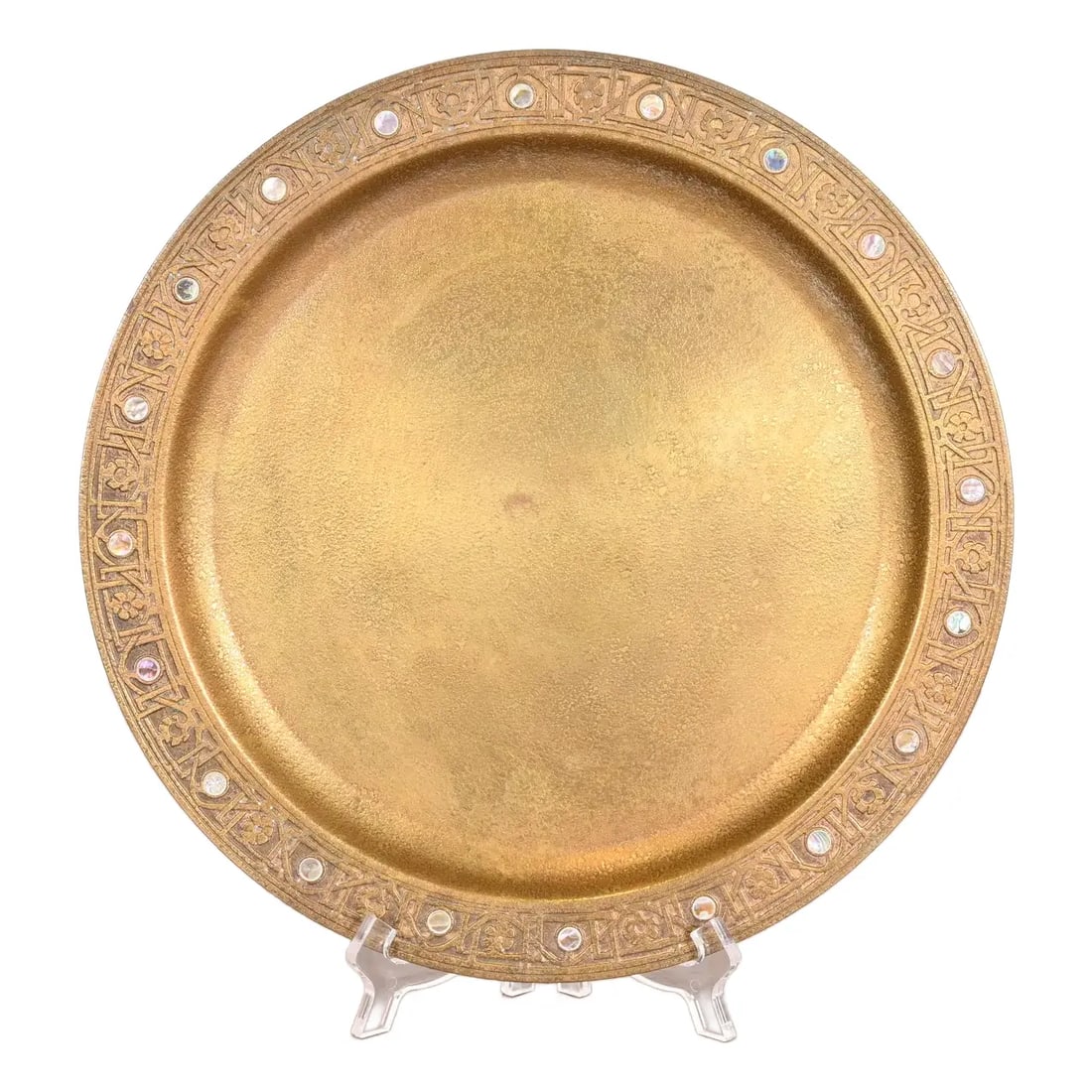 Tiffany Studios New York Bronze Doré Charger Plate or Tray With Abalone Inlay (1 of 12)