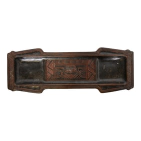 Tiffany Studios New York American Indian Patinated Bronze Pen Tray