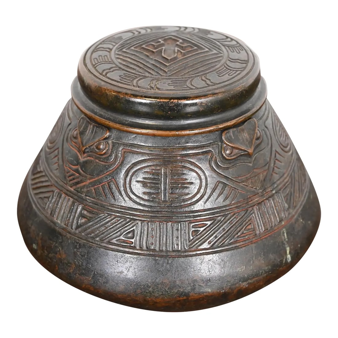 Tiffany Studios New York American Indian Patinated Bronze Inkwell (1 of 12)