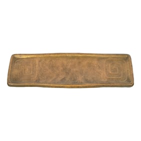 Tiffany Studios New York Art Deco 'Greek Key' Bronze Doré Pen Tray Desk Accessory
