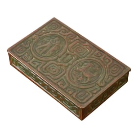 Tiffany Studios New York Zodiac Patinated Bronze Box, Circa 1910