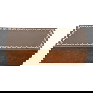 Heintz Arts & Crafts Sterling Silver on Bronze Humidor or Cigar Box: A gorgeous Arts & Crafts period humidor or cigar box By Heintz Art Metal Shop USA, Early 20th Century Sterling silver on patinated bronze, with cedar lined interior. Measures: 8.5"W x 3.5"D x 2.5"H. G