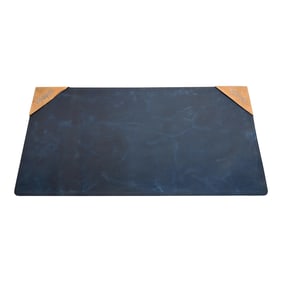 Heintz Arts & Crafts Sterling Silver on Bronze Blotter Corners With Leather Desk Blotter