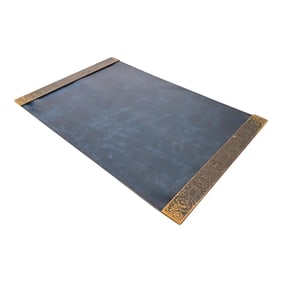 Tiffany Studios New York Zodiac Bronze Blotter Ends With Leather Desk Blotter
