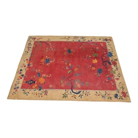 Antique Chinese Art Deco Nichols Hand-Knotted Room Size Wool Rug, Circa 1920s