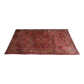 Antique Hand-Knotted Persian Sarouk Large Room Size Wool Rug, Circa 1930s