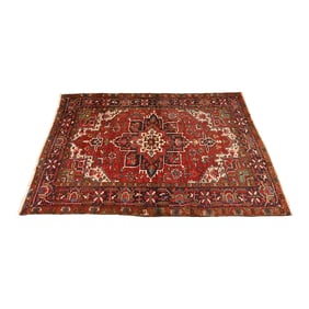 Mid 20th Century Mid 20th Century Vintage Hand-Knotted Persian Heriz Room Size Rug