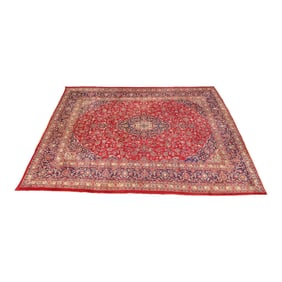 Vintage Hand-Knotted Persian Kashan Room Size Rug