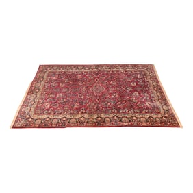 Antique Hand-Woven Persian Sarouk Room Size Wool Rug, Circa 1930s