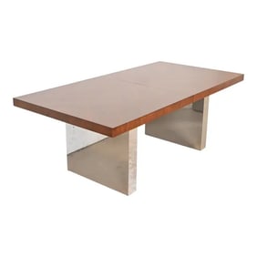Milo Baughman for Thayer Coggin Mid-Century Modern Walnut and Chrome Dining Table, Newly Refinished