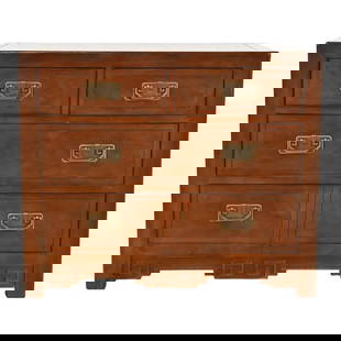 Michael Taylor for Baker Furniture Hollywood Regency Chinoiserie Carved Walnut Dresser Chest: A stunning mid-century modern Hollywood Regency Chinoiserie four-drawer dresser or chest of drawer By Michael Taylor for Baker Furniture USA, Circa 1970s Gorgeous carved walnut, with original Asian-in