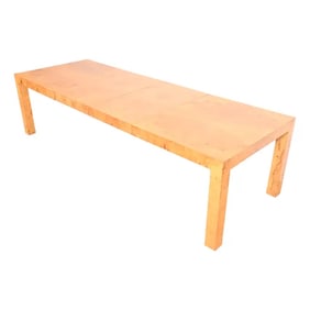 Milo Baughman for Thayer Coggin Mid-Century Modern Burl Wood Parsons Extension Dining Table