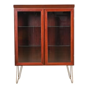 Skovby Danish Modern Rosewood Lighted Bookcase Cabinet, Circa 1970s
