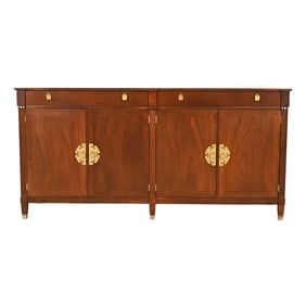 Michael Taylor for Baker Furniture Hollywood Regency Chinoiserie Cherry Wood Sideboard Credenza