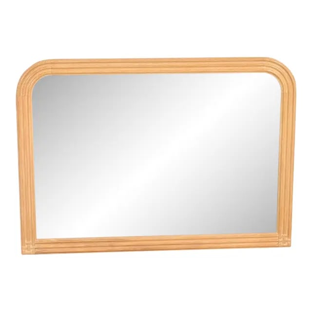 Jay Spectre for Century Furniture Modern Art Deco White Oak Framed Wall Mirror: An exceptional modern Art Deco white oak framed wall mirror By Jay Spectre for Century Furniture USA, 1980s Measures: 48.13"W x 1.38"D x 34"H. Very good original vintage condition.