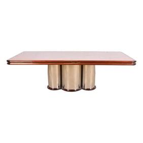 Stanley Jay Friedman for Brueton Mid-Century Modern Mahogany and Polished Steel Dining Table