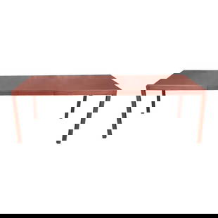 John Stuart Mid-Century Modern Walnut Extension Dining Table, Newly Refinished: An exceptional mid-century modern walnut extension dining table By John Stuart for Mount Airy "Janus Collection" USA, 1960s Measures: 62"W x 42"D x 29.5"H. Extends up to 98"W with two 18" leaves. Newl