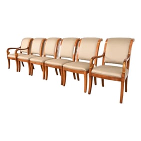 Henredon French Empire Carved Walnut and Giltwood Dining Chairs, Set of Six