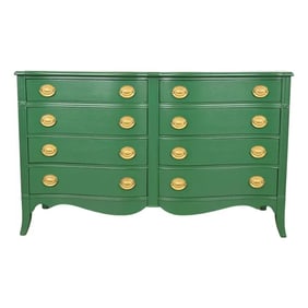 Baker Furniture Style Federal Green Lacquered Eight-Drawer Dresser, Newly Refinished