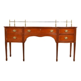 Kindel Furniture Federal Inlaid Mahogany Sideboard Credenza With Brass Gallery