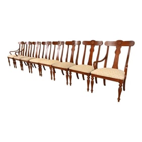 Ethan Allen British Colonial Solid Cherry Wood Dining Chairs, Set of Eight