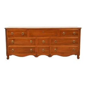 Baker Furniture French Provincial Louis XV Carved Walnut and Burl Wood Dresser or Credenza