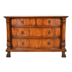 Ralph Lauren Style American Empire Flame Mahogany Chest of Drawers With Lion Paw Feet