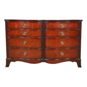 Georgian Mahogany Serpentine Front Eight Drawer Double Dresser by White Furniture