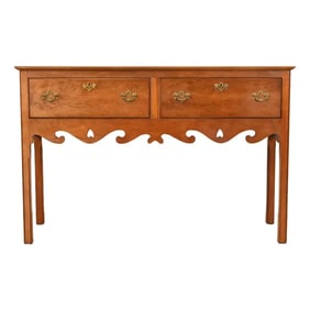 Baker Furniture Style Georgian Burl Wood and English Yew Wood Sideboard Credenza