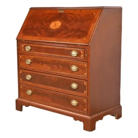 Hekman Furniture Federal Inlaid Flame Mahogany Slant Front Secretary Desk