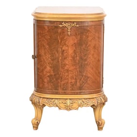 Romweber Style French Provincial Louis XV Flame Mahogany and Parcel Painted Nightstand, Circa 1920s