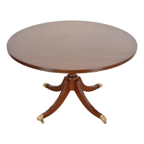 Stickley Georgian Mahogany Pedestal Dining Table or Breakfast Table, Newly Refinished