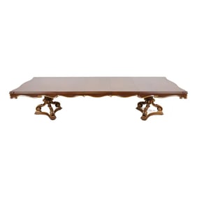 Karges French Regency Louis XVI Burled Walnut Double Pedestal Extension Dining Table