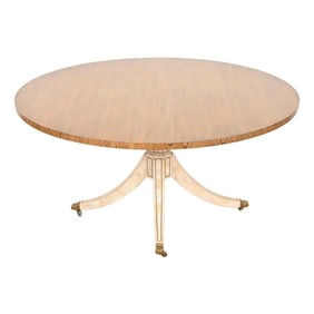 Baker Furniture Regency Oak and Tessellated Marble Pedestal Dining Table