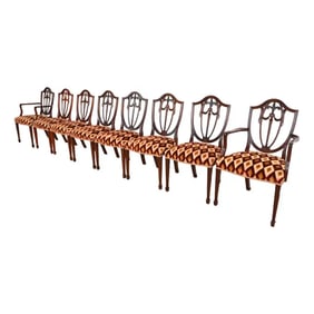 Kindel Furniture Federal Mahogany Shield Back Dining Chairs, Set of Eight