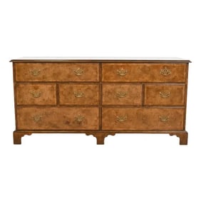 Baker Furniture Georgian Burled Walnut Dresser or Chest of Drawers